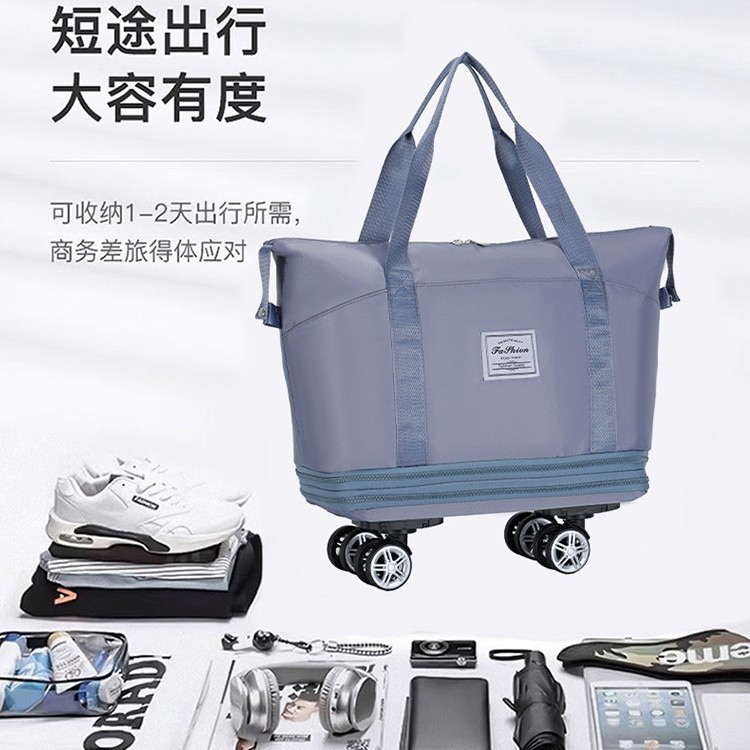 New swivel wheel travel bag, large-capacity hand-held luggage bag, dirt-resistant and durable for going out, three-pocket fitness bag full figure