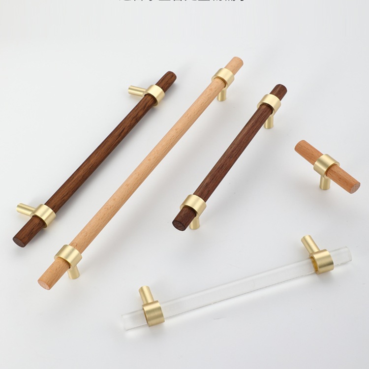Nordic-style acrylic brass long handle, modern and simple cabinet, golden transparent drawer, wardrobe door, furniture handle details Picture
