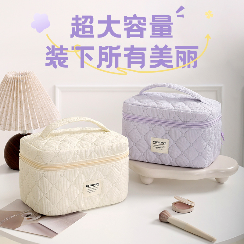 The new patterned top and bottom cover makeup bag is a business trip and travel cosmetics storage bag with a large capacity and a high-end feel details Picture