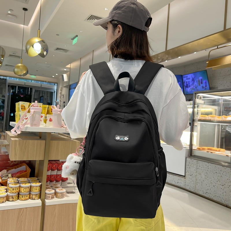 Cute schoolbag for girls, large-capacity backpack for junior and senior high school campuses, simple solid-color backpack for girls, high appearance level casual bag Specification drawing