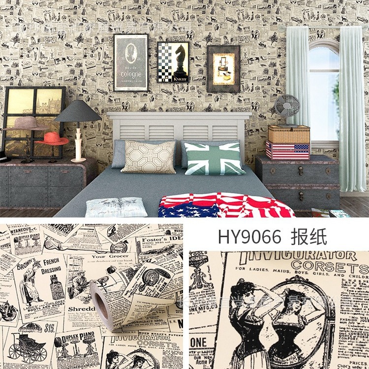 The rental house is renovated with retro newspaper wallpaper. It is decorated with personalized pvc stickers and self-adhesive wallpaper in the style of college students' Instagram full figure