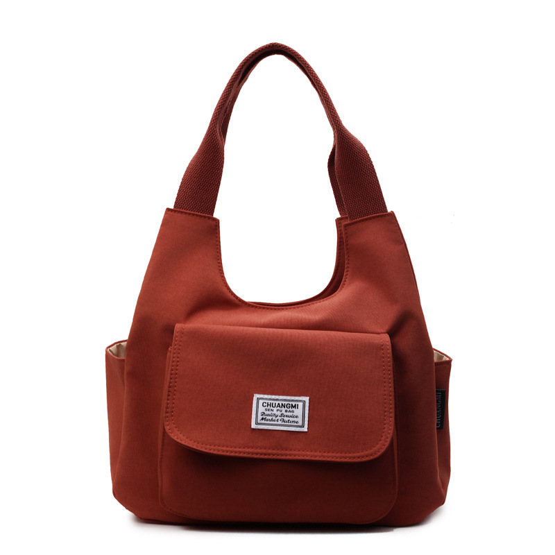 Commuting bag, Japanese ins retro and niche design sense, canvas simple solid color, casual and versatile tote bag, underarm bag Item Picture