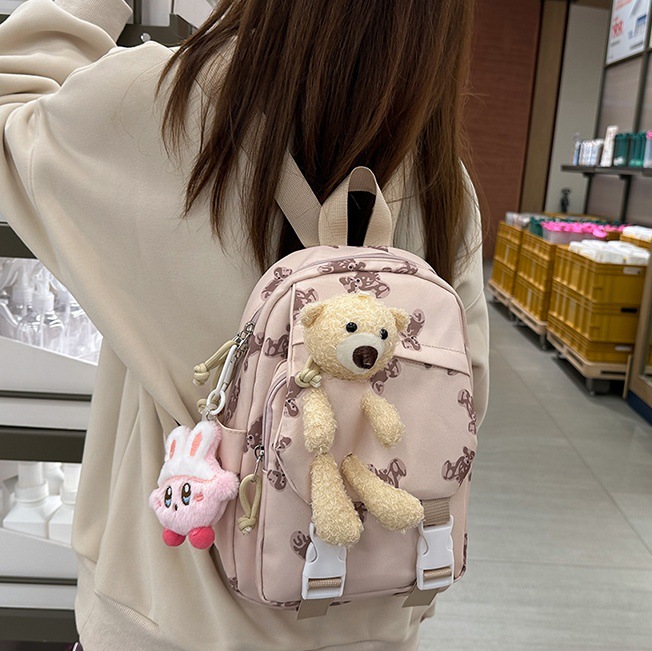 New cute little bear lightweight backpack, Japanese-style Instagram student casual mini backpack, versatile backpack for girls full figure