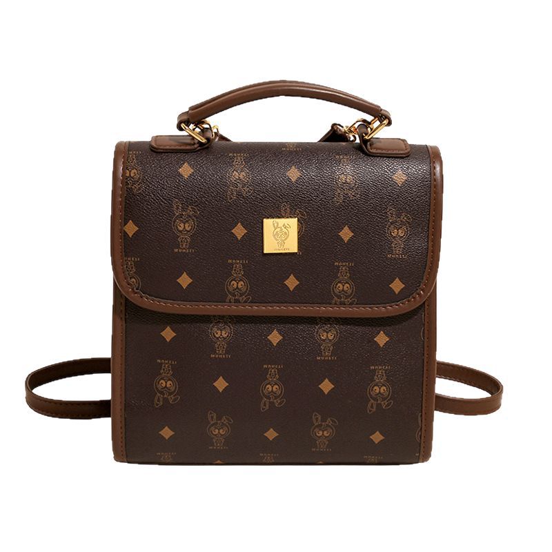 Retro and high-end trendy printed small backpack for women, 2025 new style, fashionable and versatile, large capacity, simple backpack Item Picture