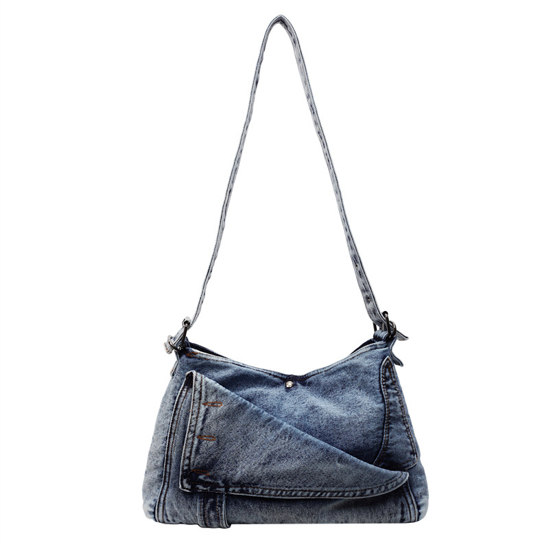 The new French niche denim bag for women in the summer of 2025, the crescent-shaped bag, is stylish and stylish. The single-shoulder bag and crossbody bag are trendy Item Picture