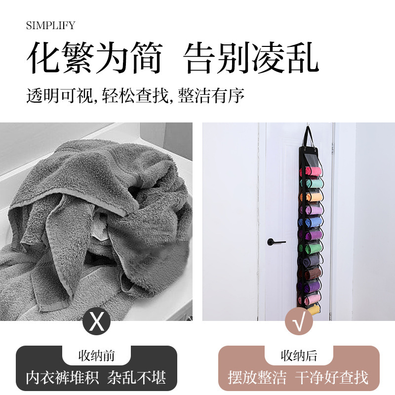 Cross-border bestseller, double-sided 24-compartment door rear hanging bag, home wardrobe hanging towel, clothes and sundries storage bag Application Scenario