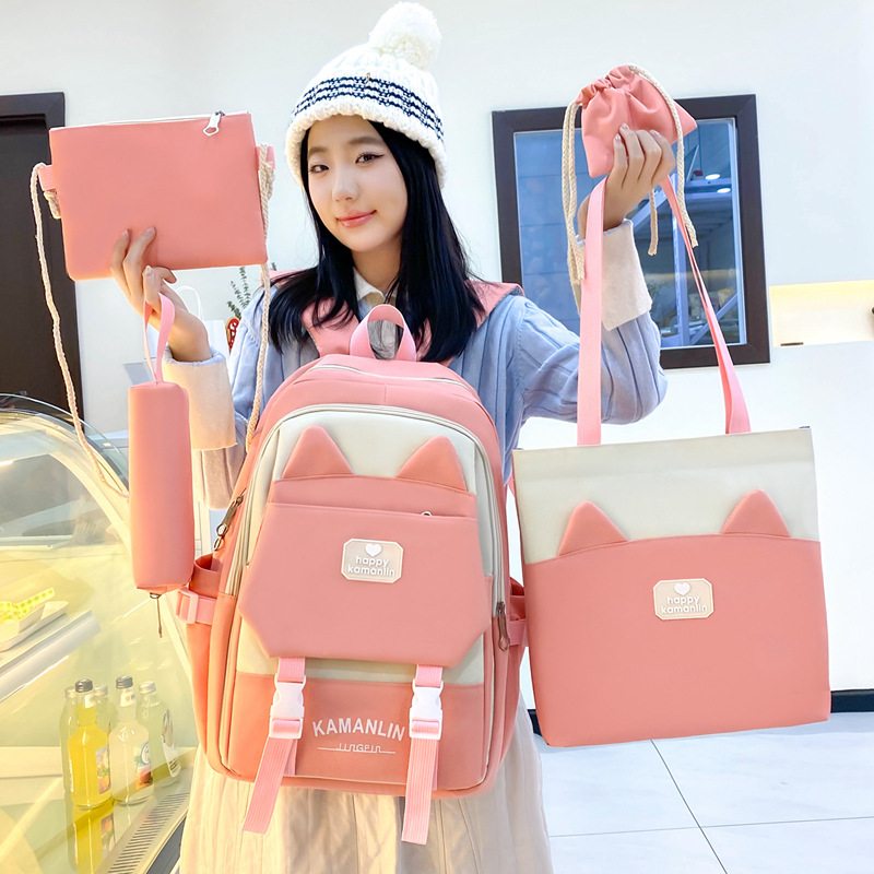 Wholesale of lightweight and large-capacity junior high school schoolbags, cute color-matched tutorial backpacks for girls, and primary school students' backpacks Specification drawing