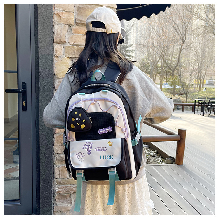 New macaron-colored backpack for girls, large-capacity backpack for primary school students, multi-functional bag for girls, junior high school and senior high school students Specification drawing
