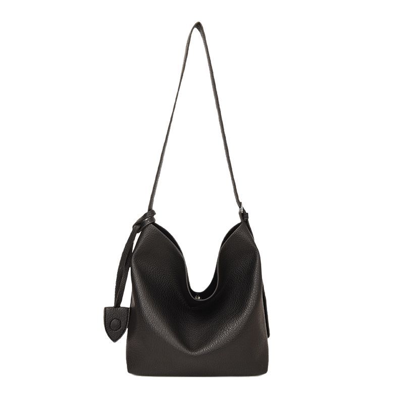 Korean large-capacity bucket bag for women 2025 new style, high-end soft leather letter single-shoulder bag, fashionable commuting crossbody bag Item Picture