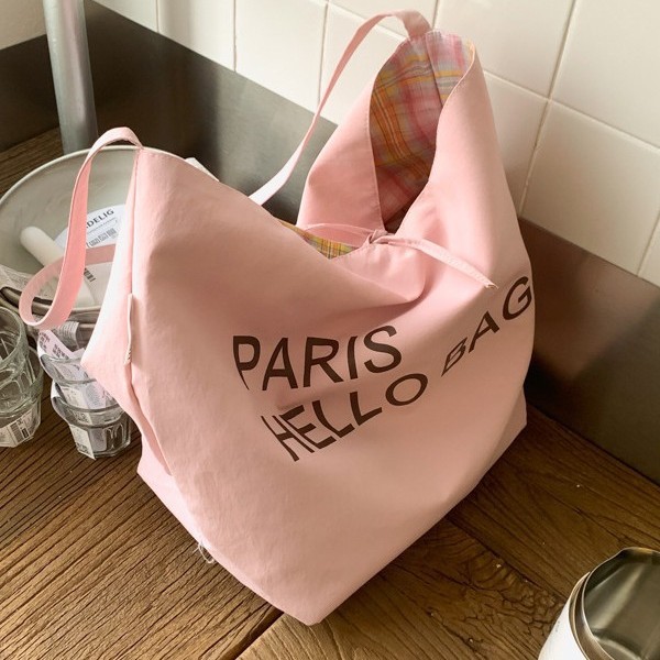 Korean version 2025 canvas tote bag, artistic and retro, large-capacity letter single-shoulder bag, double-sided dual-purpose crossbody bag, trendy Specification drawing