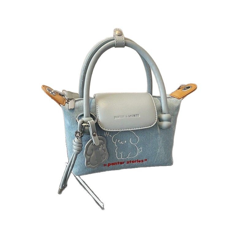 Korean niche design single-shoulder handbag for women, 2025 new style denim high-end crossbody bag, dumpling bag Item Picture