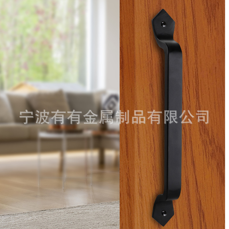 Solid cast iron door handle for barn door, single and double door handle, simple wooden door handle, hand handle Specification drawing