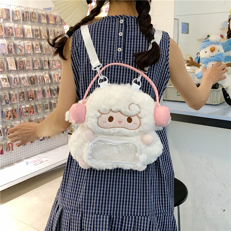 New headphones, cute plush dolls on both shoulders, a cute and girlish birthday gift, a cartoon large-capacity backpack Application Scenario