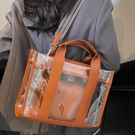 ins Korean beach bag, transparent PVC waterproof bag, travel large capacity, Mommy buns, mother bag, single-shoulder armpit bag full figure