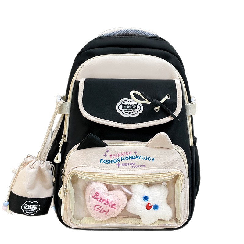 Cute cat, fresh and cute, large-capacity schoolbag for junior high school students, backpack for senior high school students, schoolbag with a college style and a girlish look Item Picture