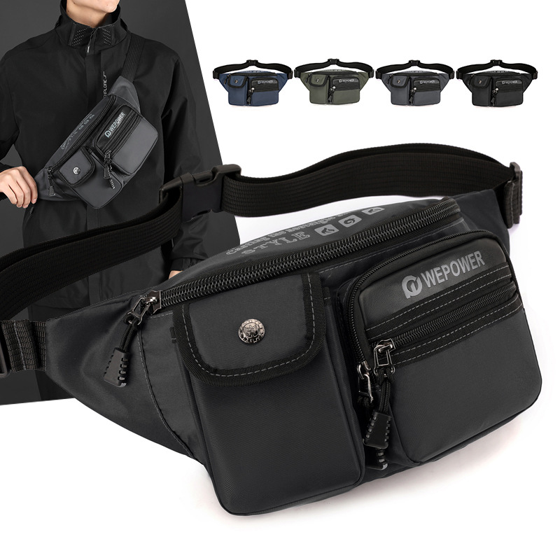 The new WEPOWER men's functional waist bag is simple, lightweight, crossbody single-shoulder bag and multi-layer outdoor storage chest bag full figure