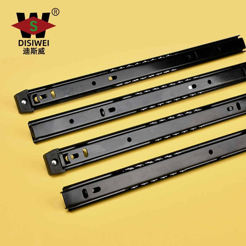 Disway 12-inch two-section bottom slide rail, black 14-inch 27-wide keyboard slide rail, ball buffer guide rail slide details Picture