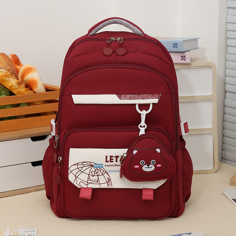 New lightweight and lightweight backpack for junior high school students, female primary school students in grades three, four and five, large-capacity color-blocking backpack Specification drawing