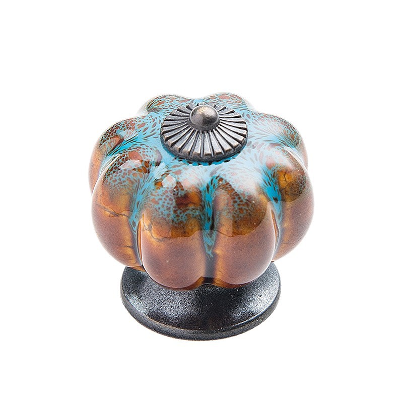 Ceramic handle pumpkin leopard print handle, wardrobe cabinet, shoe cabinet door handle, European and American style ceramic retro export handle Item Picture