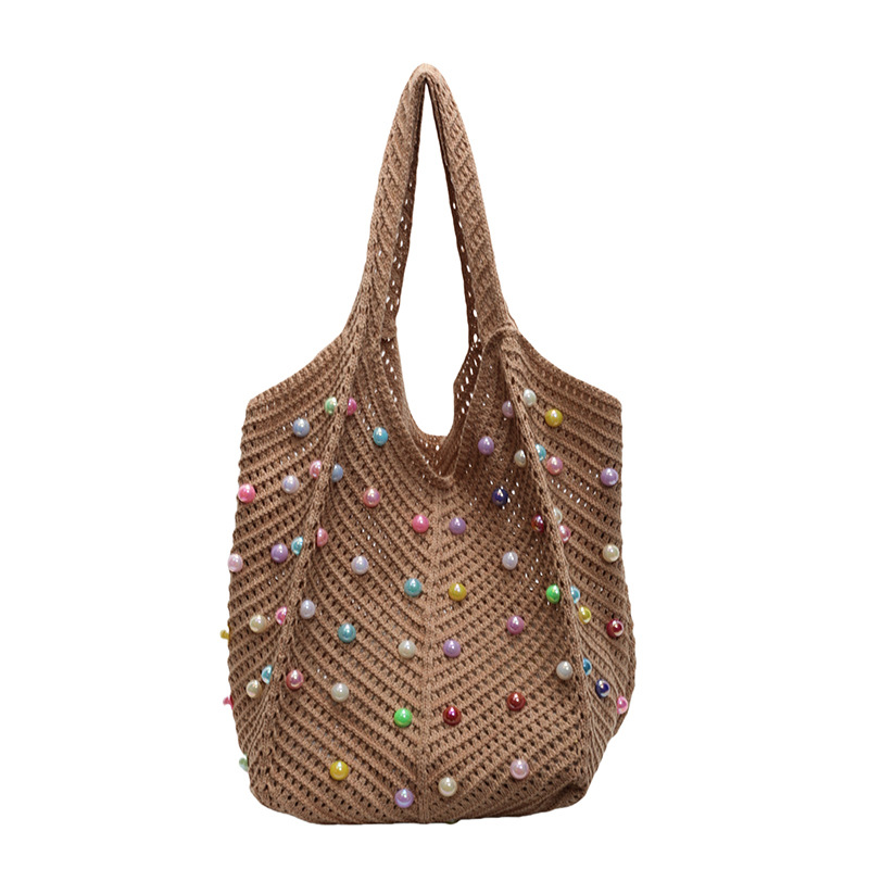 Knitted hollowed-out, colorful and fashionable, fresh and casual single-shoulder bag for women, 2025 new style, fashionable and trendy, underarm Item Picture