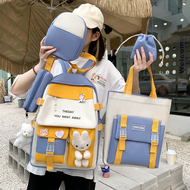 A new large-capacity backpack for junior and senior high school students, a forest-themed schoolbag, a casual nylon backpack, and a cute single-shoulder tutorial bag for young girls Specification drawing