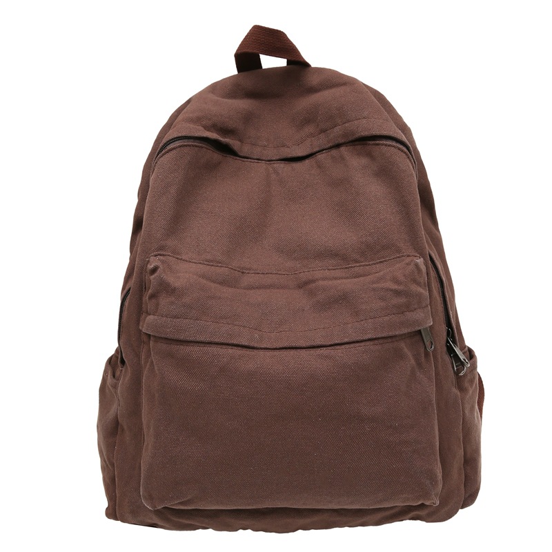 Retro feng shui washed canvas schoolbag for girls, junior high school, senior high school and college students, simple solid-color backpack, versatile travel backpack for men Item Picture