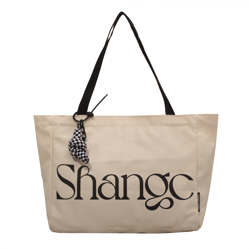 Canvas bag for women 2022 New large-capacity tote bag for women, fashionable single-shoulder bag, hand-held letter print shopping bag Item Picture
