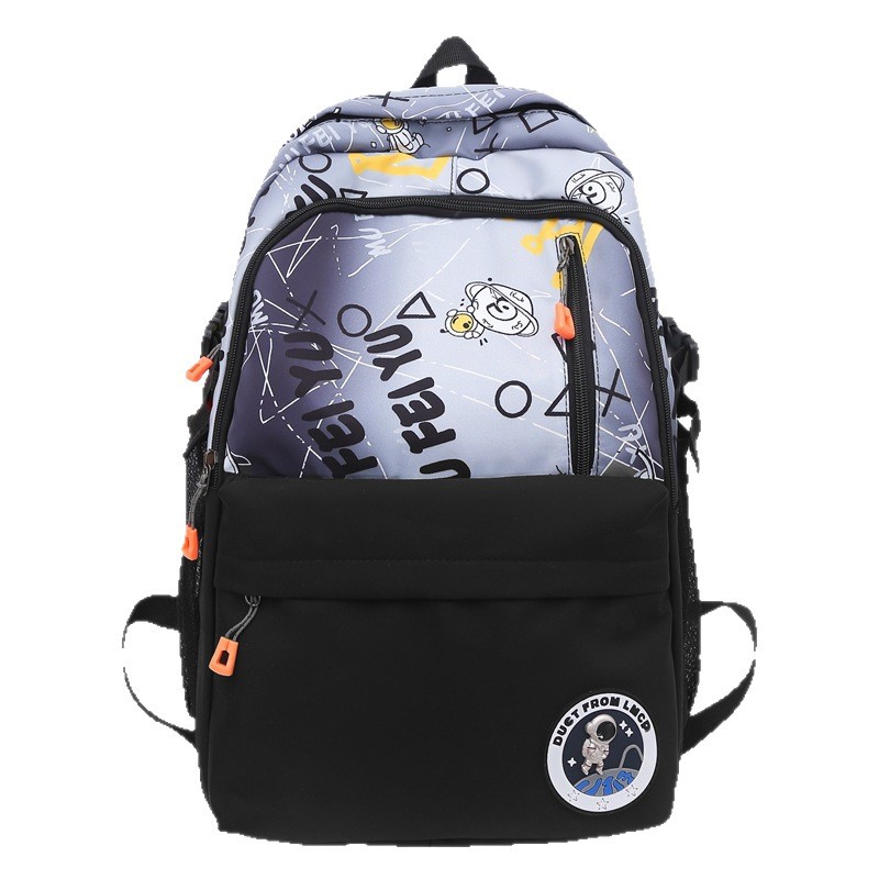 New cross-border student backpack, Korean style fashionable and trendy letter schoolbag, casual large-capacity travel backpack Item Picture