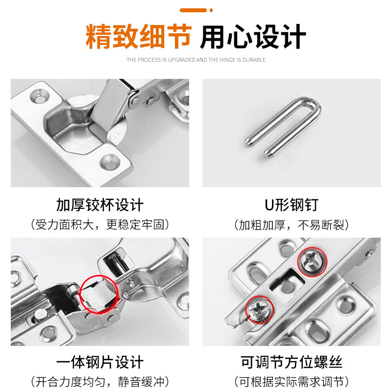 Gudi Fixed Installation ordinary hinges, two-stage force hinges, cabinet and wardrobe iron hinges, furniture accessories factory direct sales details Picture