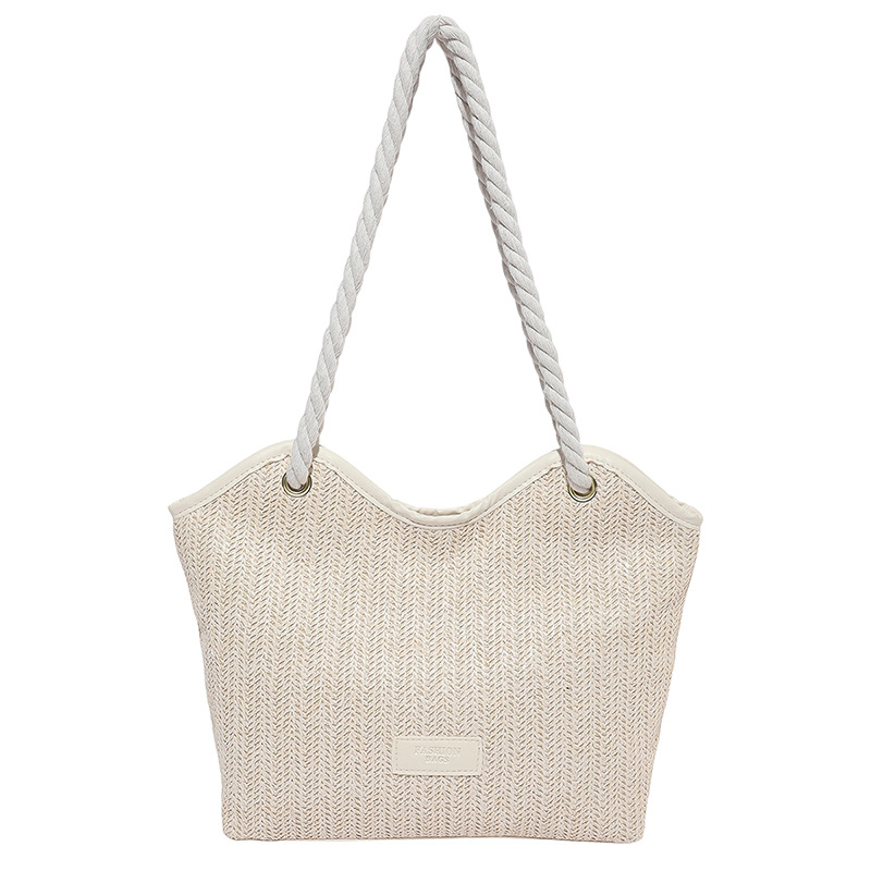 European and American large-capacity 2025 new style bag, seaside vacation casual straw woven bag, woven single-shoulder beach tote bag Item Picture