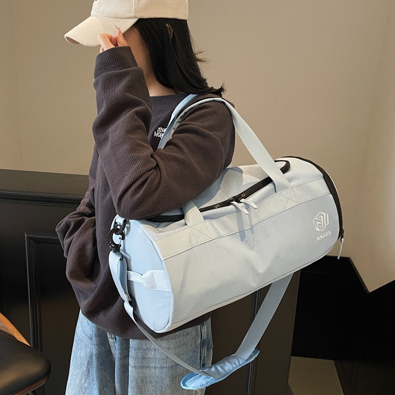 Korean-style fashionable bucket-shaped fitness bag, women's dry-wet separated yoga exercise bag, men's large-capacity travel luggage bag Specification drawing