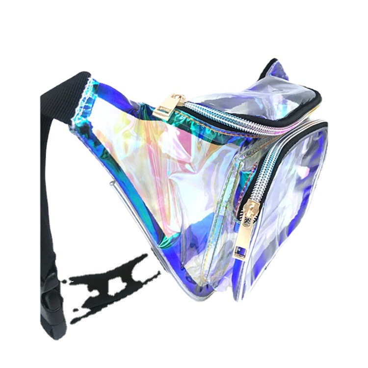 Cross-border TPU laser transparent waist bag, outdoor sports storage bag, outdoor rafting fitness travel bag processing and customization Item Picture