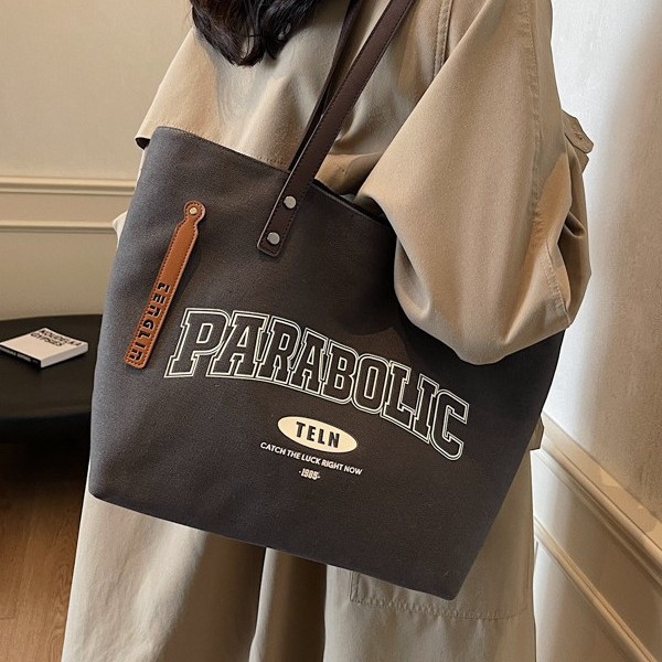 Fashionable new versatile canvas bag, color-matched mother and child handbag, large-capacity school-style single-shoulder bag, casual and laid-back style Specification drawing