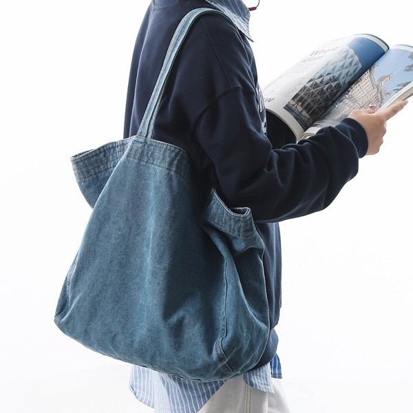 New autumn and winter fashion single-shoulder bags, large-capacity denim bags, student class bags, casual commuting trendy single-shoulder bags Specification drawing