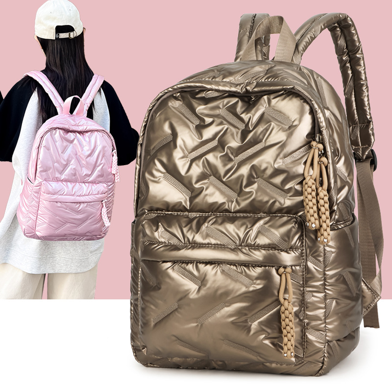 Wholesale space cotton women's backpacks for foreign trade, new niche daily commuting cotton clothing bags, large-capacity student schoolbags full figure