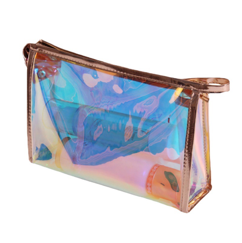 Amazon Cross-border Colorful TPU laser Makeup Bag, Women's large-capacity storage bag, portable hand-held waterproof toiletry bag Item Picture