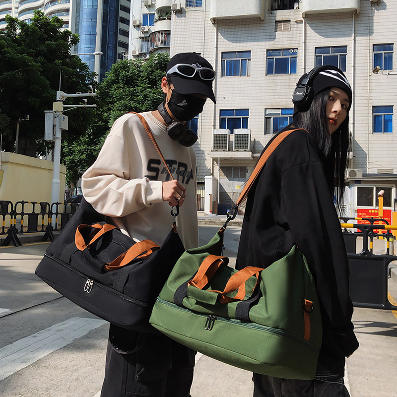 Customized travel bags with logo printing, trendy luggage bags for couples, large-capacity multi-functional sports, yoga and fitness bags Specification drawing