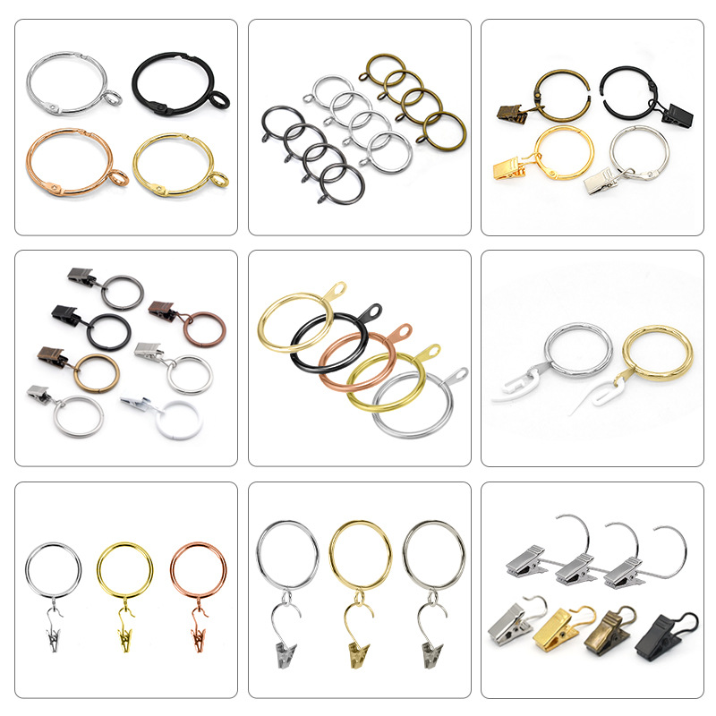 Iwan detachable silent curtain ring, metal Roman ring, curtain clip, perforation-free open ring, curtain hook details Picture