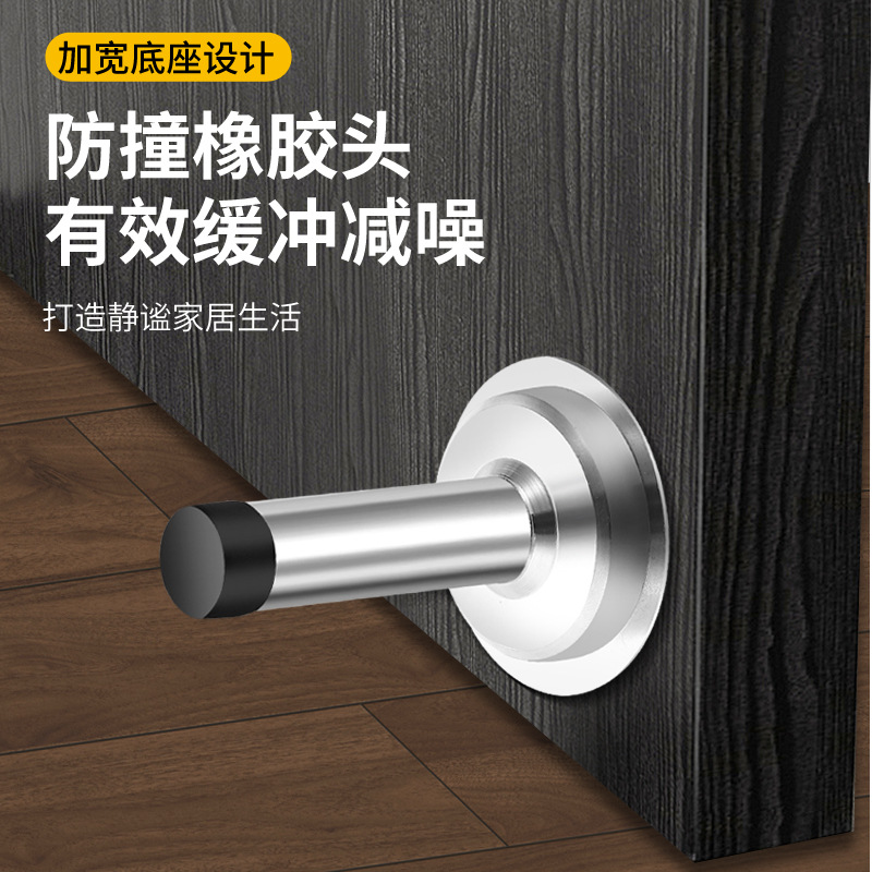 Stainless steel door top extended door stop without drilling, anti-collision rubber entrance door, anti-theft door, glass door, door stopper details Picture
