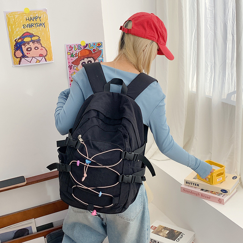 College-style large-capacity color-blocking schoolbag for junior high school students, girls' high school students' fresh and clean backpack, and cute backpack for young girls details Picture
