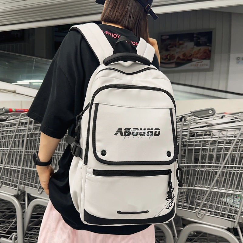 New student backpack for women: Durable letter-printed computer backpack, casual, simple and trendy, large-capacity backpack for men Specification drawing