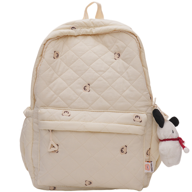New autumn and winter 2024 large-capacity girl's backpack, plush puppy, cute cartoon printed cotton jacket backpack Item Picture