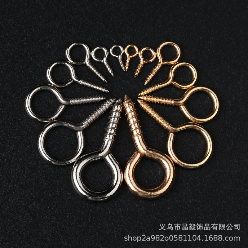 Wholesale of semi-hole hanging nails with sheep's eye, screw buckle, hanging ring, pendant, pin, sheep's horn, buckle, metal figurine, diy and self-made Specification drawing