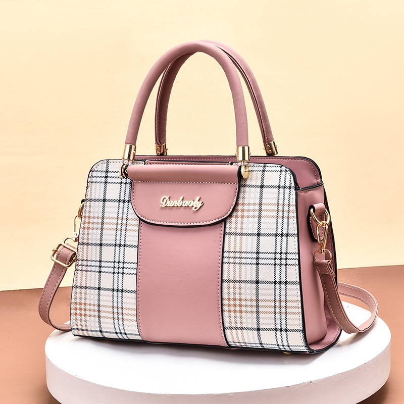 Checkered color-blocking women's bag 2022 new style, Korean-style fashionable women's bag, crossbody single-shoulder handbag, one-piece consignment Item Picture