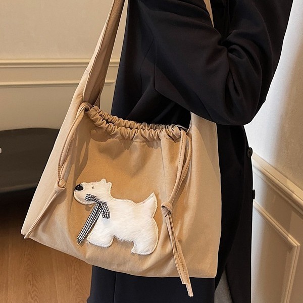 A new large-capacity casual commuting bag for women, a lightweight and versatile single-shoulder bag, and a plush puppy casual commuting tote bag Specification drawing