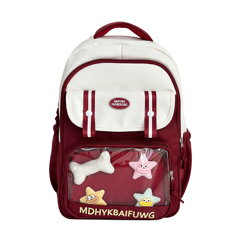 Transparent pain bags for girls, Japanese junior high school girls, high school students, class commuting backpacks, large-capacity schoolbags, backpacking trend Item Picture