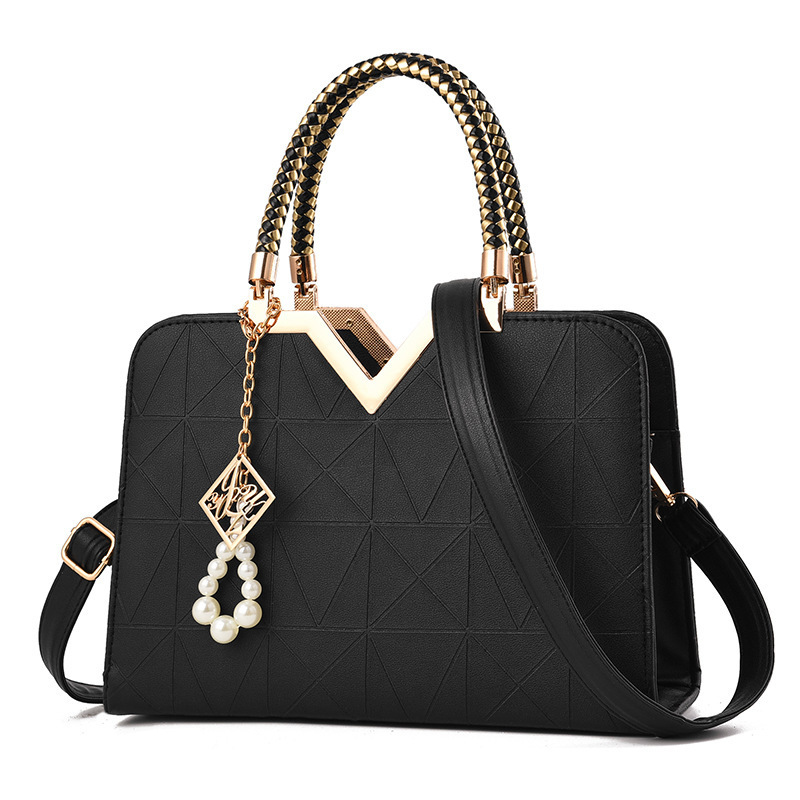 New V-shaped patterned cross-border trade large-capacity, stylish and elegant Korean-style simple women's bag, one-piece consignment details Picture