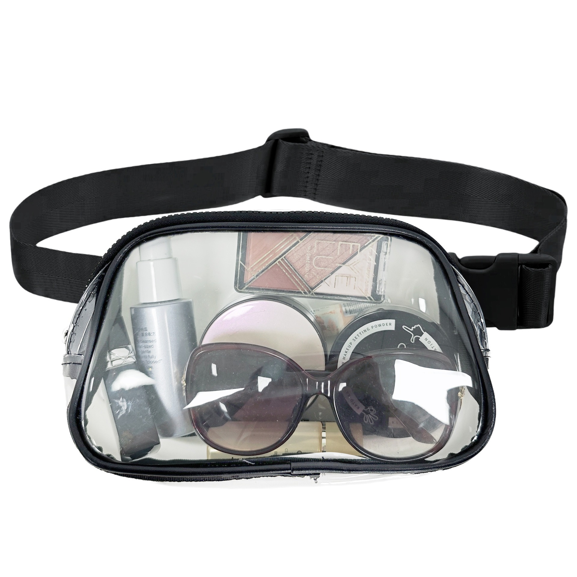 New transparent multi-color waist bag of the same style as lulu, PU waterproof outdoor sports running waist bag, crossbody waist bag full figure