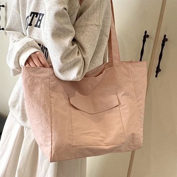 Large-capacity casual zipper fabric bag, new Spring/Summer 2024 lightweight single-shoulder bag, simple tote crossbody bag details Picture