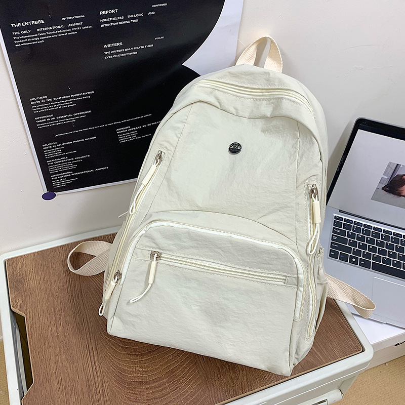 Simple outdoor travel backpack, ins women's backpack design sense, solid color backpack for junior high school, senior high school and college, men's Specification drawing